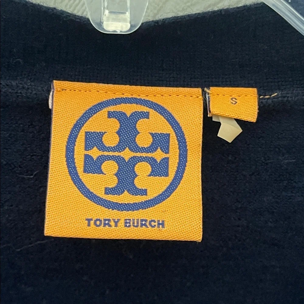 🔥 TORY BURCH V neck Navy Cardigan sweater Size Small